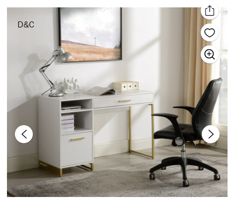 Mainstays Wood & Metal Writing Desk with 1 Drawer and 1 Door for Teen Adult,29.92 in, White Finish.