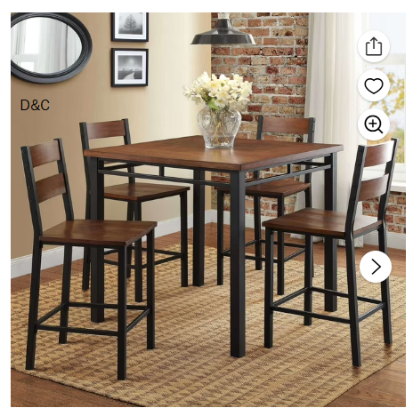 Better Homes & Gardens Austen 5-Piece Counter Height Dining Set, Vintage Oak