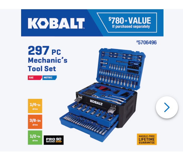 Kobalt 297 -Piece Standard (SAE) and Metric Mechanics Tool Set with Hard Case