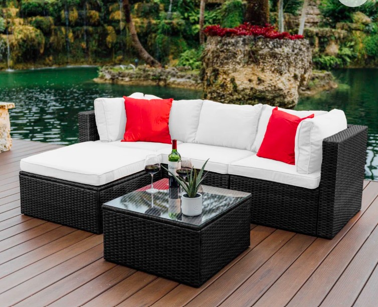 Classic Walnut Wood 55.1 in. W Sideboard, Storage Cabinet, Bookcase with 4 Shelves, 4 Slat Doors, Moisture-Proof Base