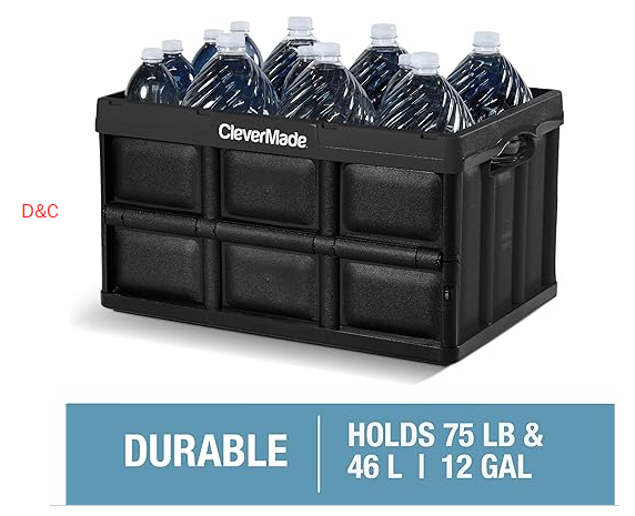 CleverMade Collapsible Storage Bins – Tan 3 Pack 46L – Stackable Containers Heavy Duty Capacity Folding