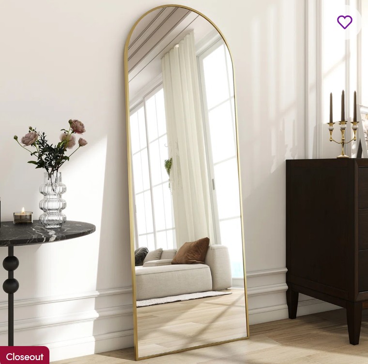 Arched Metal Oversized Full Length Mirrors Wall Mirrors with Stand