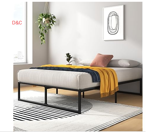 Zinus Lorelei 14 Inch Metal Platform Bed Frame, Steel Slat Support, No Box Spring Needed, Eco Friendly WonderBox(TM) Packaging, 12.4” Underbed Storage, Easy Assembly, Black, Queen