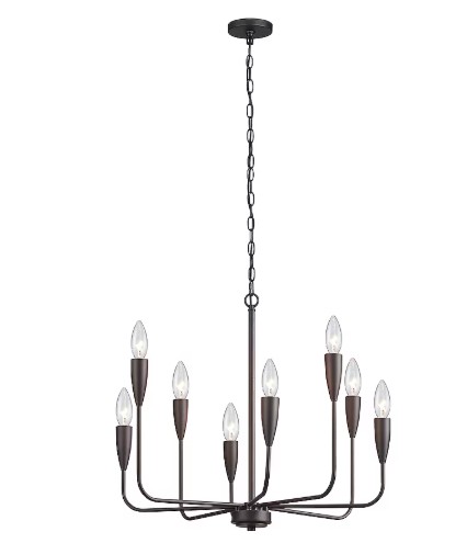 KAWOTI 8 -Light Matte Black Industrial For Use in Bedrooms, Dining Rooms, Foyers, Kitchens, Living Rooms Chandelier