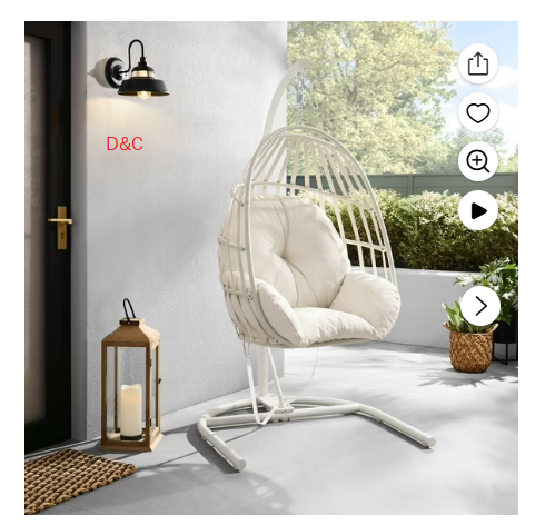 Mainstays Outdoor Wicker Patio Hanging Egg Chair, White