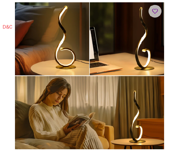 2Pcs Modern Spiral Table Lamps, 3 Color Temperature Led Table Lamps, Usb Charging Bedside Table Lamp