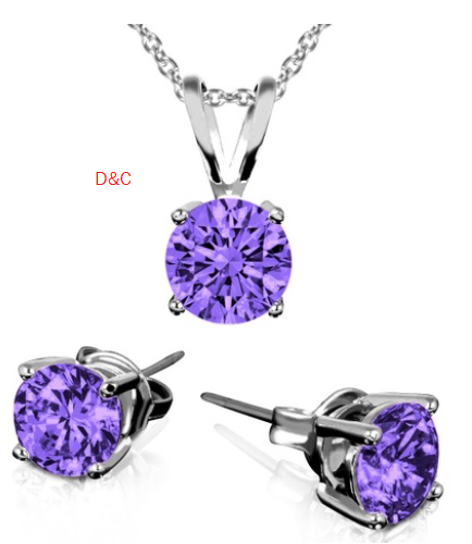 Birthstone Sterling Silver Earring & Pendant Set