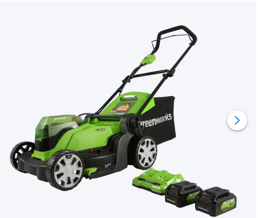 Greenworks 48-volt, 17-in Push Battery Walk Mower with (2) 4 Ah Battery & Charger Included