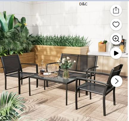 Better Homes & Gardens Brookbury 4 Piece Outdoor Wicker Patio Sectional Dining Set, Gray Cushions