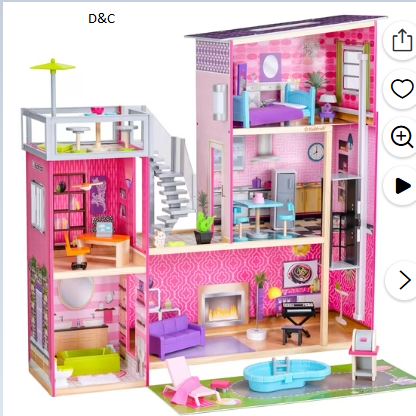 KidKraft Uptown Wooden Dollhouse with 36 Accessories, Ages 4 & up