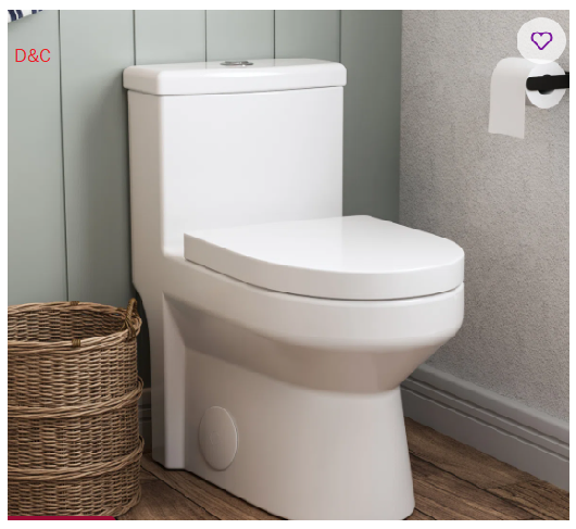 DeerValley Liberty Compact Toilets One-Piece Toilet With High-Efficiency Flush Round Toilet for Space-Saving Floor Mounted (Seat Included) DV-1F52812