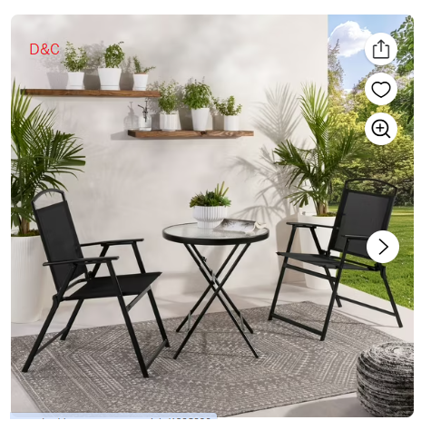 Mainstays Albany Lane 3 Piece Outdoor Bistro Set, Black