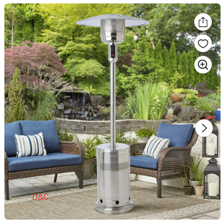 Mainstays 48,000 BTU Propane Gas Outdoor Freestanding Patio Heater, Stainless Steel, MSF328059664030.