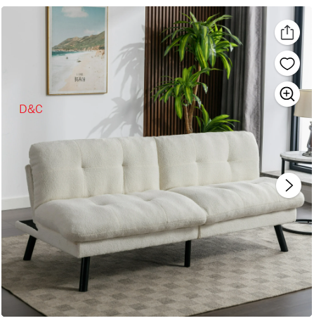 Mainstays Camden Cozy Futon, Cream Boucle Fabric, 72″