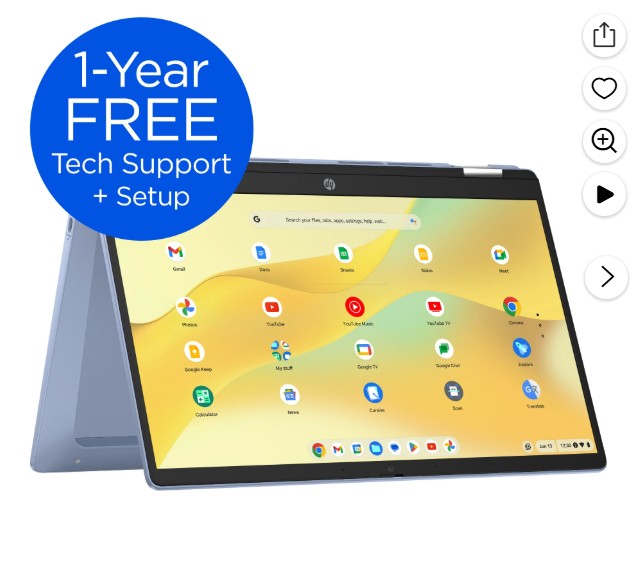 HP 14 inch x360 FHD Touch Chromebook Laptop Intel Processor N100 4GB RAM 64GB eMMC Sky Blue