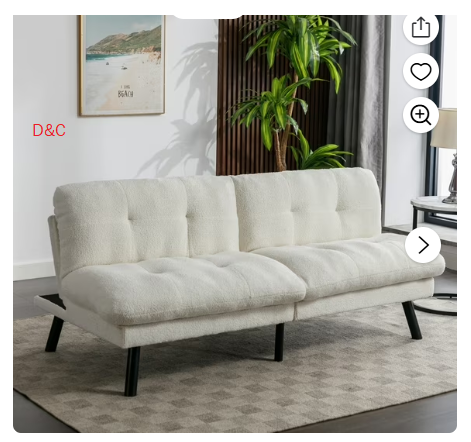 Mainstays Camden Cozy Futon, Cream Boucle Fabric, 72″