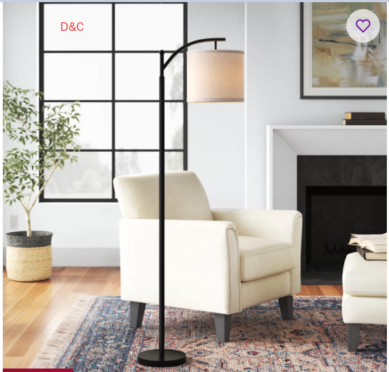 Barbour 62″ Arched Black Floor Lamp with Bulb