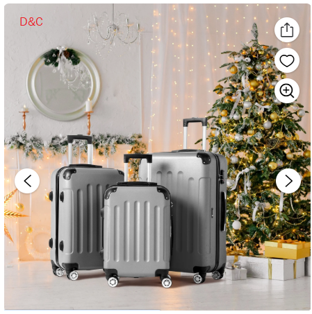 Zimtown Hardside Lightweight Spinner Gray 3 Piece Luggage Set with TSA Lock