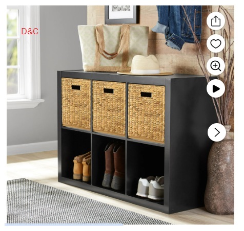 Better Homes & Gardens 6 Cube Storage Organizer, Solid Black