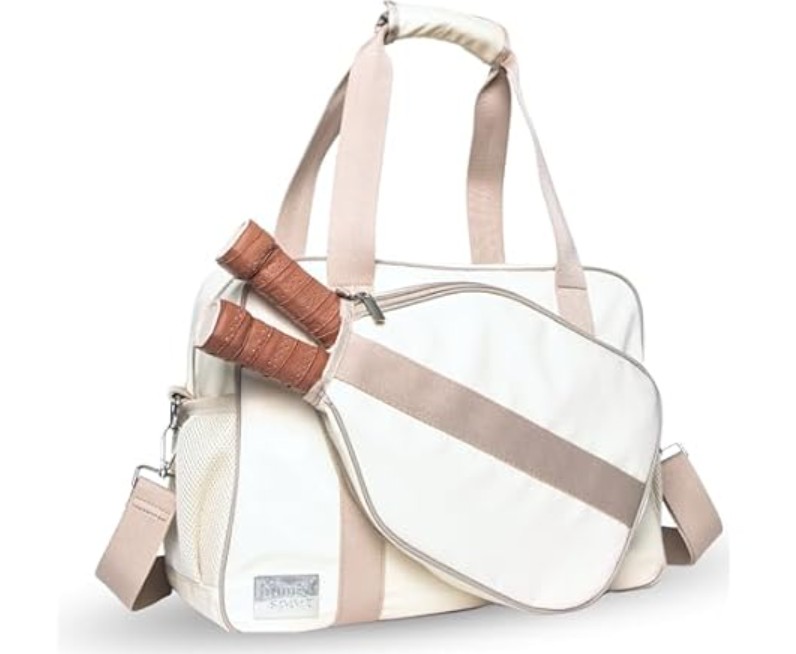 Pickleball bag tote, Pickleball bags for women, Pickle ball bag w/ Adjustable Shoulder Strap & fence hook, Large capacity, pockets & compartments, Pickleball paddle cover, Pickleball accessories women