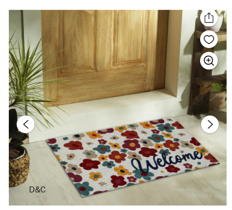 Mainstays 18″x30″ White Floral Coir Fiber Doormat