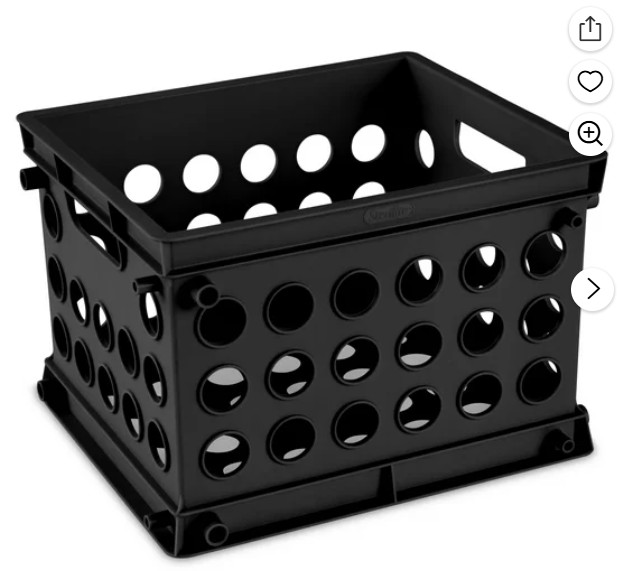Sterilite Mini Crate, Multi-Purpose Plastic Storage Bin, Black