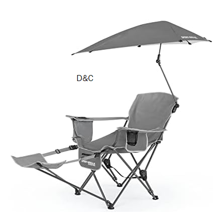 Sport-Brella Beach Chair with UPF 50+ Adjustable Umbrella,Grey