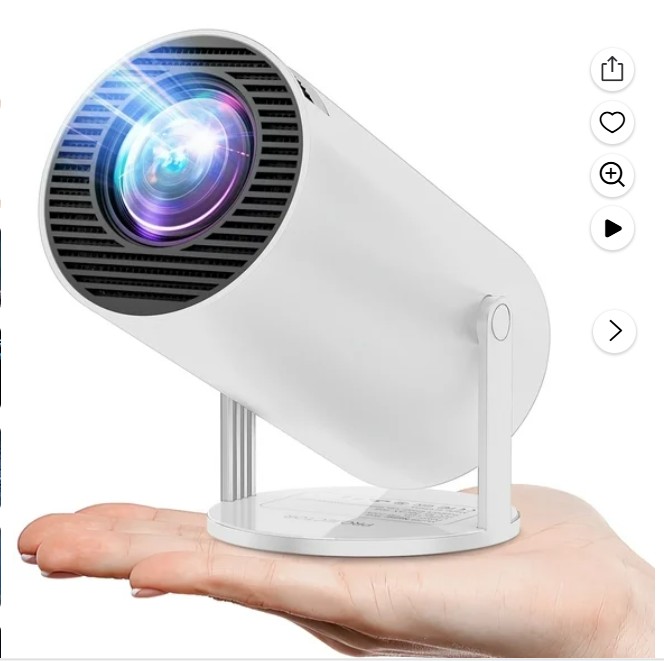 Projector 4K 1080P Support, Mini Projector Smart for Movie Projection Compatible with Phone- White