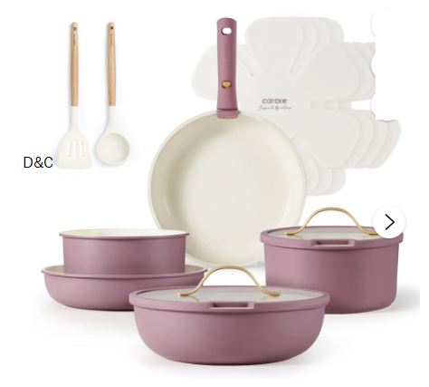Carote 15 Pcs Nonstick Cookware Sets, Pots and Pans Set with Detachable Handles, Oven/Dishwasher Safe, Stackable Kitchen Cooking Set, Induction Cookware, Purple