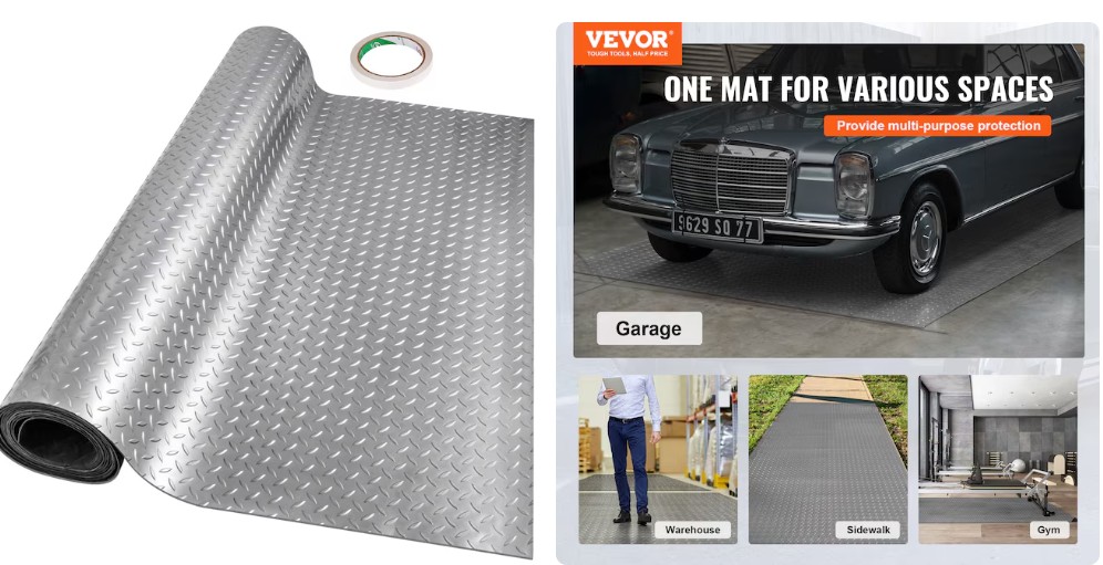 VEVOR 25-1/5-ft x 3-3/5-ft x 90-mil T Diamond PVC Garage Flooring Roll ( 90.72-Sq. Feet )