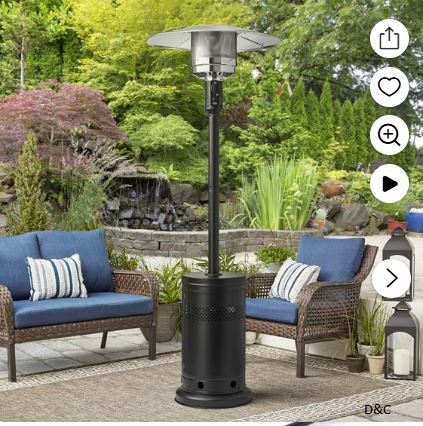 Mainstays 48,000 BTU Propane Gas Outdoor Freestanding Metal Patio Heater, Black