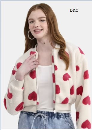 No Boundaries Plush Bomber Jacket, Heavyweight, Women’s