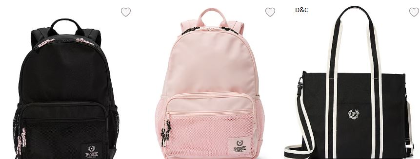 Victoria Secret $25 back packs and Hand bags.