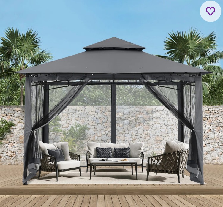 11 Ft. W x 11 Ft. D Steel Patio Gazebo The Soft Roof