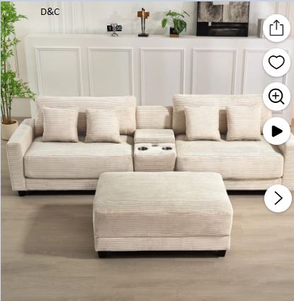 Renwick LuxuryGoods Modern Faux Leather Futon with Cupholders and Pillows, Brown