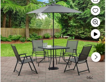 Mainstays Albany Lane 6-Piece Outdoor Patio Dining Set, Gray/Black