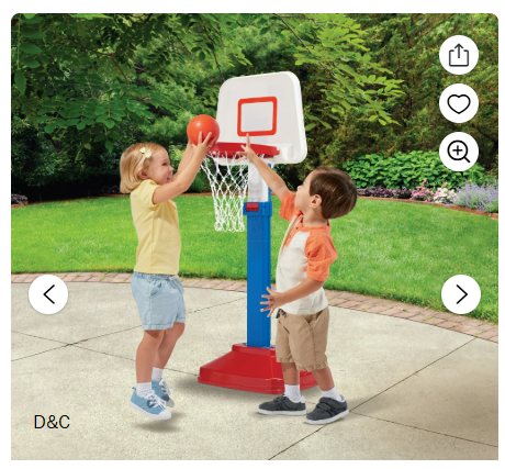 Play Day Adjustable Basketball Goal with Basketball, Basketball Hoop for Toddlers & Preschoolers