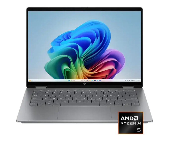 HP – OmniBook X Flip 2-in-1 – Copilot+ PC – 14″ 2K Touch-Screen Laptop – AMD Ryzen AI 5 – 16GB Memory – 512GB SSD – Meteor Silver