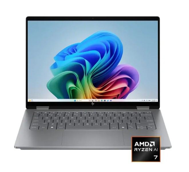 HP – OmniBook X Flip 2-in-1 – Copilot+ PC – 14″ 2K Touch-Screen Laptop – AMD Ryzen AI 7 – 24GB Memory – 1TB SSD – Meteor Silver