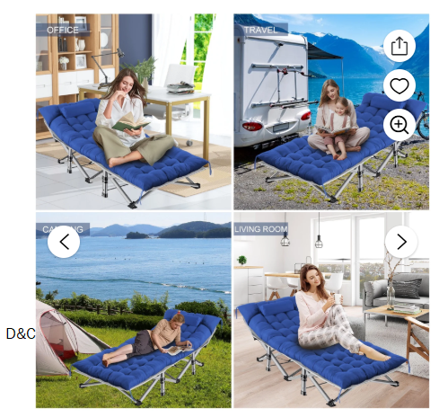 Folding Camping Cot with Pillow, 75″ x 28″ Heavy Duty Folding Bed Cot with Carry Bag for Traveling Camp Office