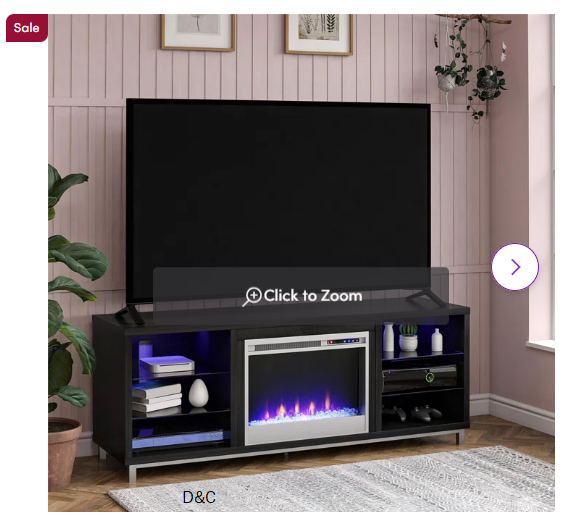 St Philips TV Stand for TVs up to 65″ with Electric Fireplace Included