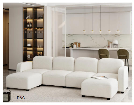 Modular Sectional Sofa,U Shaped Reversible Couch Set,Free Combination,6 Seat Sleeper Cloud Sofa Bed With Ottoman