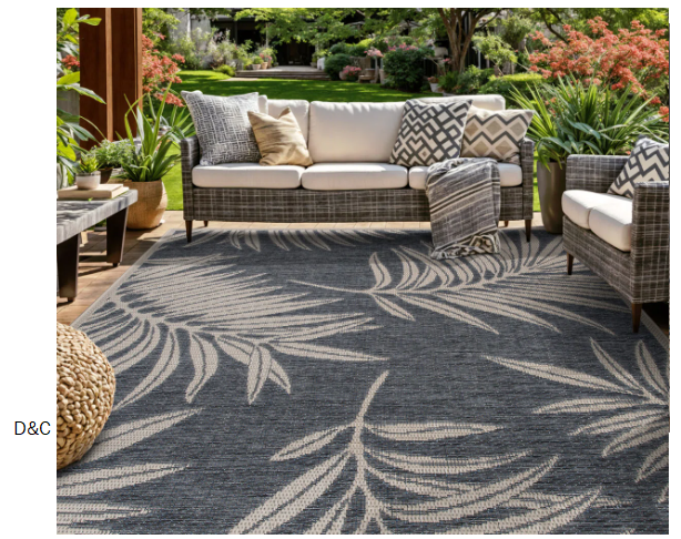 Dowd Floral Blue/Gray/Ivory, Indoor & Outdoor Area Rug