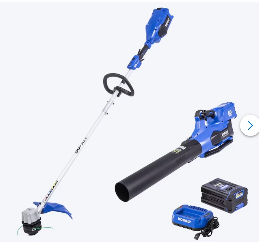 Kobalt 80-volt Cordless Battery String Trimmer and Leaf Blower and Combo Kit 2.5 Ah (Battery Included) (Charger Included)