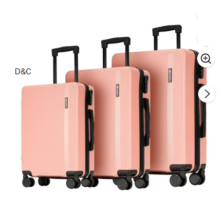 Ginza Travel 3 Piece Luggage Sets ABS Hardshell Hardside Lightweight Suitcase with Durable Spinner Wheels,Pink