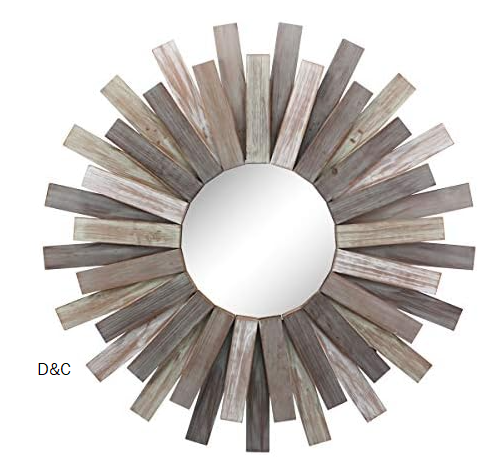 Stonebriar 32″ Wooden Sunburst Mirror