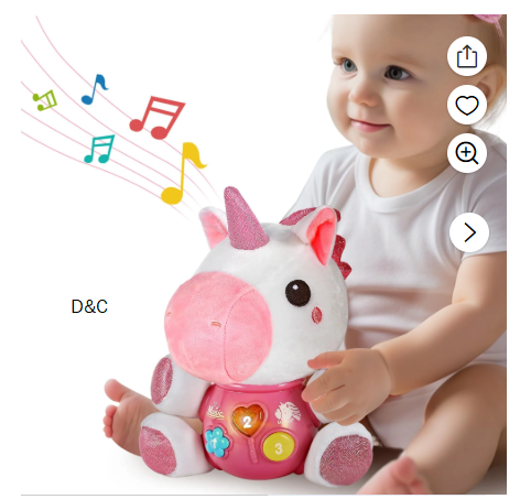 JBee Ctrl Baby Unicorn Musical Toys, Newborn Girls Soft Plush Stuffed Animal, Infant Light Music Set