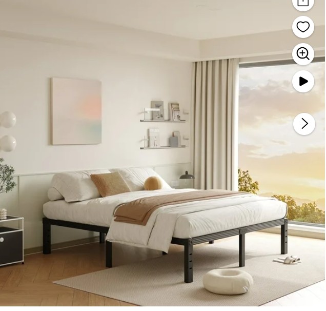 FSCHOS 14 Inch Queen Size Bed Frame, Heavy Duty Metal Platform, No Box Spring Needed, Easy Assembly, Black