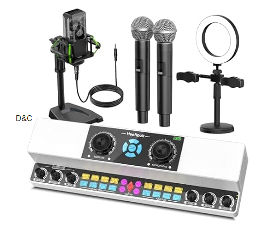 heetipuk Y6 Live Streaming Sound Card Mixer Karaoke Machine Easy to Set up With Dual Speakers, One Step Sound Correction, 5200mah Battery Pefect for Indoor or OUTDOOR Live Streaming, Podcast, Family Party