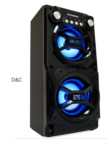 Sylvania ProScan Elite Portable Speaker with Bluetooth – Connect to iPhone, iPad or Android, Double Subwoofer Heavy Bass